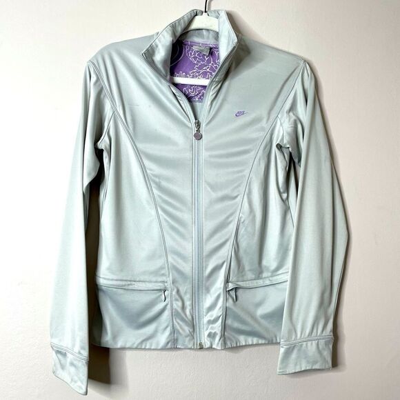 Nike Y2K silver‎ stretch full zip track jacket - Picture 1 of 9